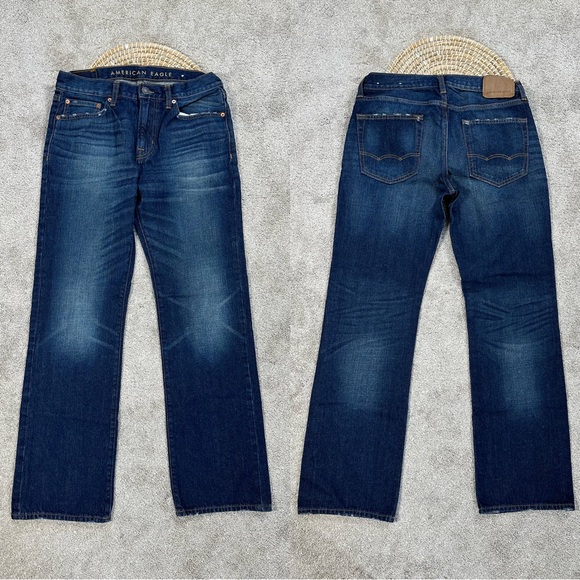 American Eagle Men’s Original Bootcut Jeans Zip Fly in Dark Ink Blue 32X34 - Picture 3 of 16